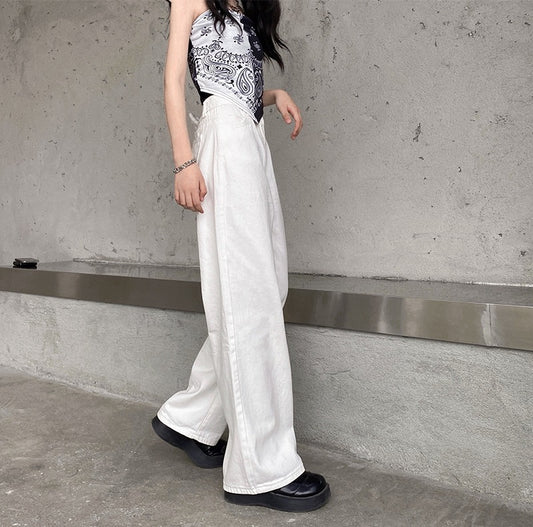 Straight-leg High-rise Casual Wide-leg Jeans