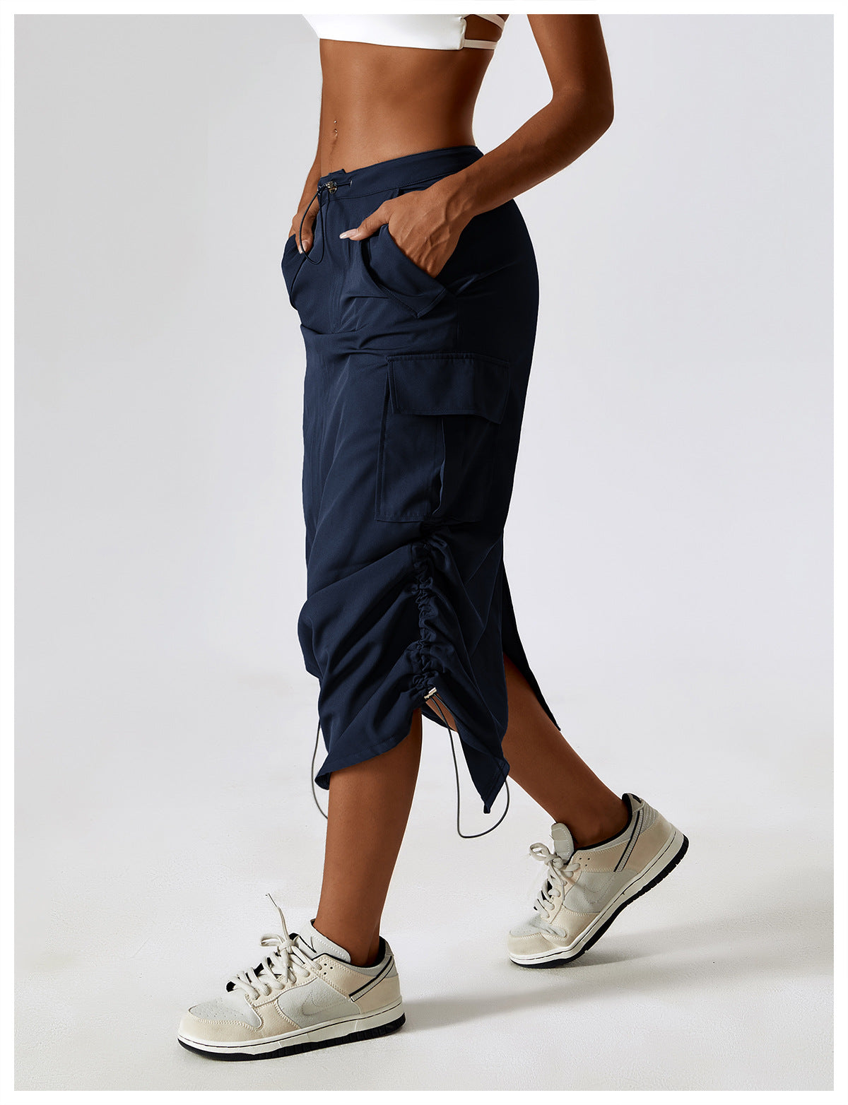 European And American Retro Suit Skirt Waist Sports Casual Skirt Mid-length All-matching Work Clothes Pocket Skirt