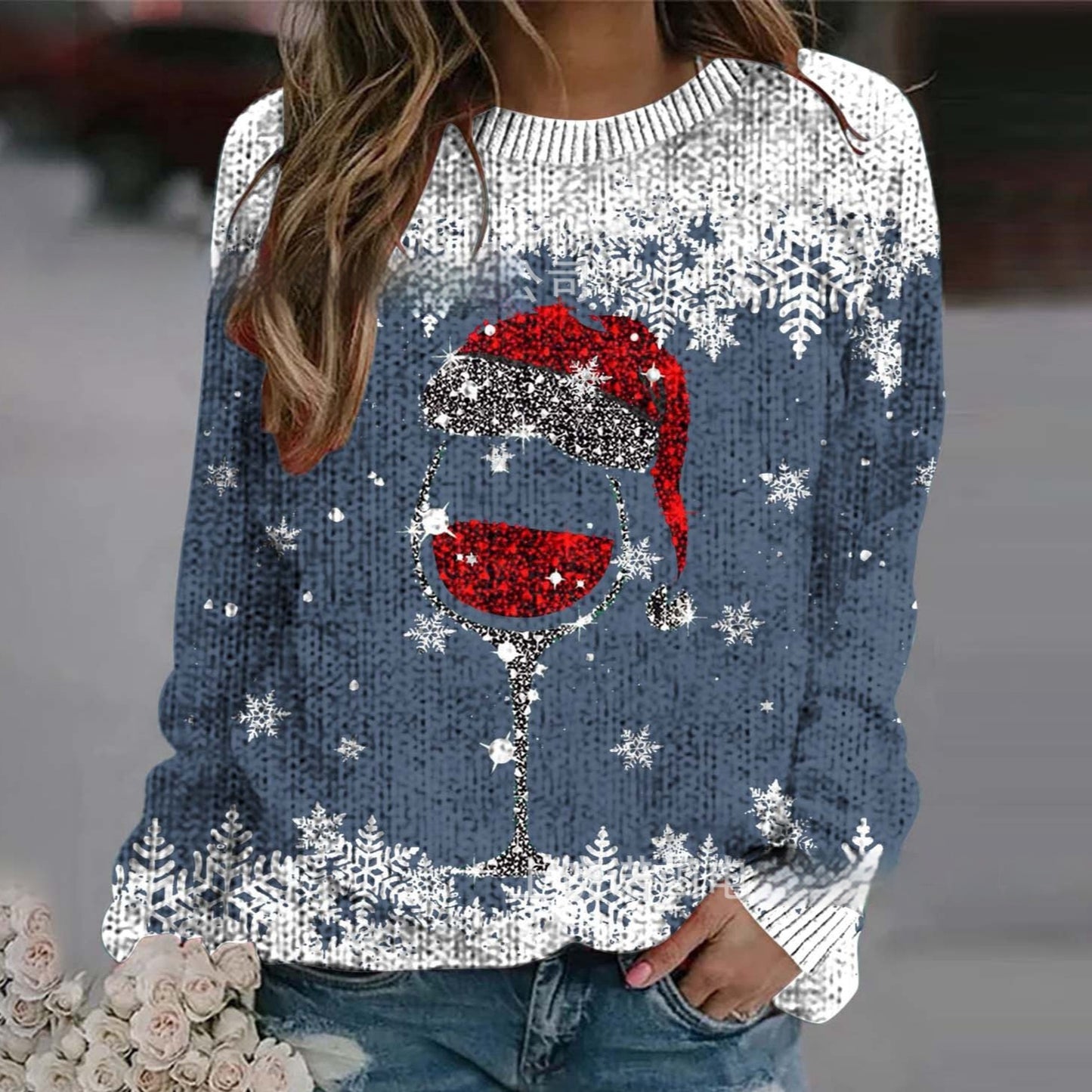 Thick Needle Digital Printing Men's Round Neck Sweater