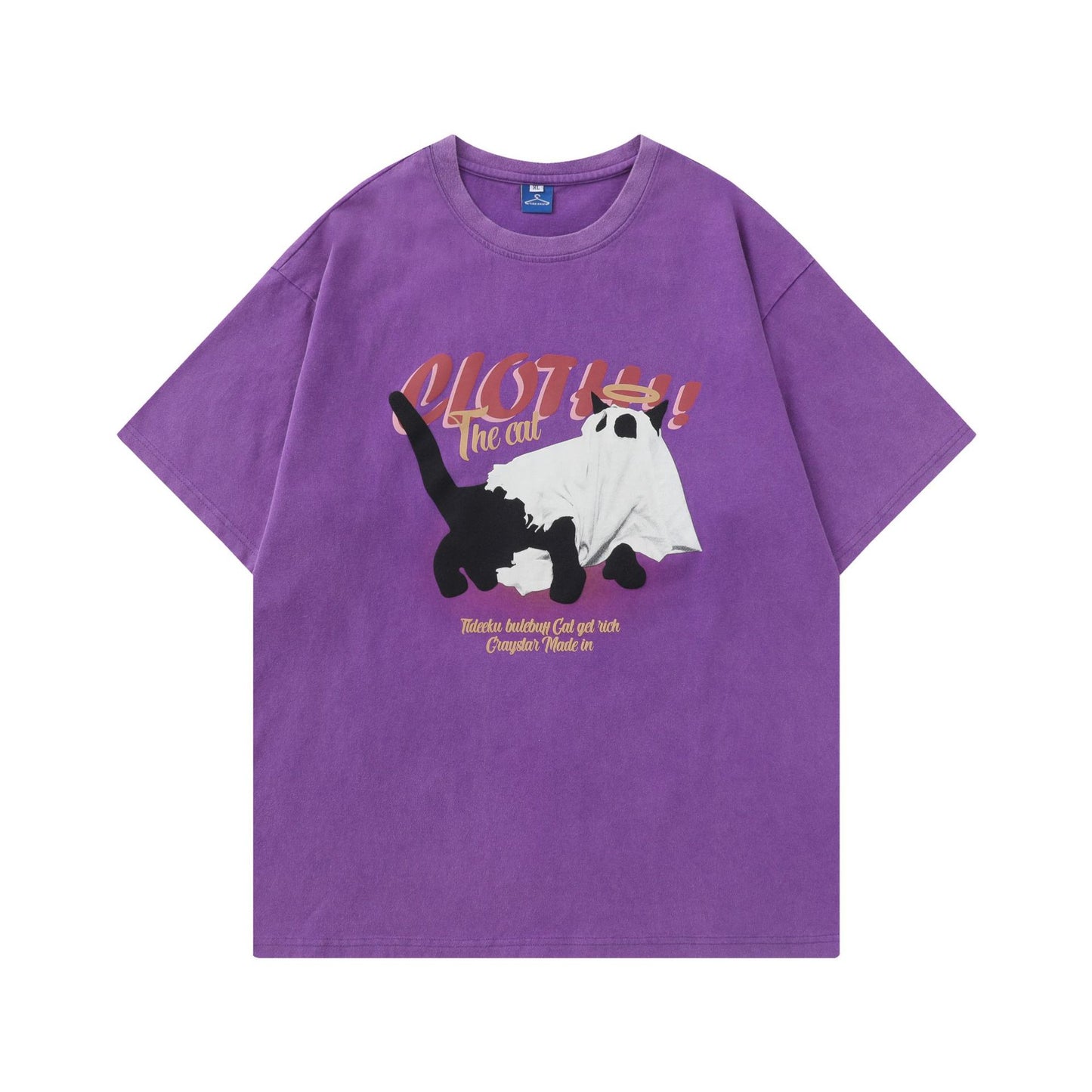 Herre- og dame T-shirt med print, hvid, rund hals