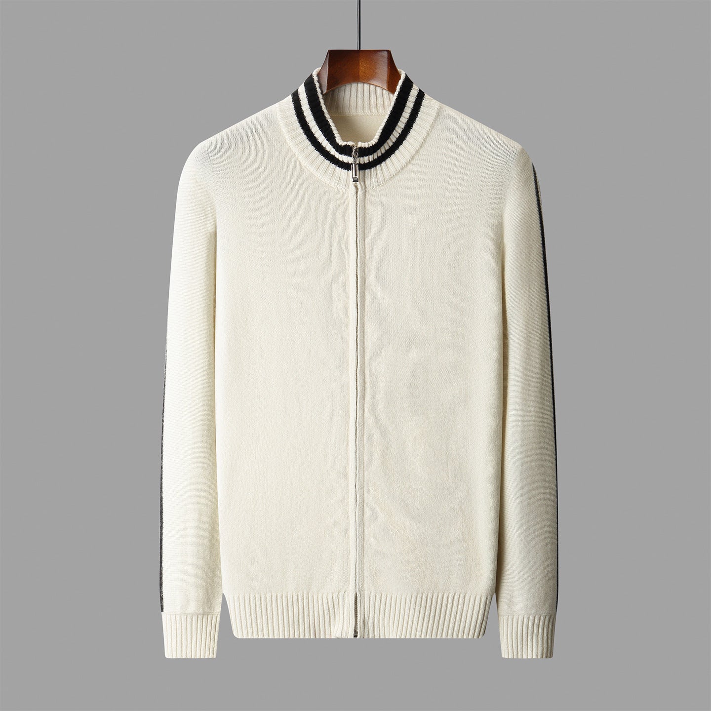 Men's Half-high Collar Knitted Slim-fitting All-matching Striped Korean Sweater