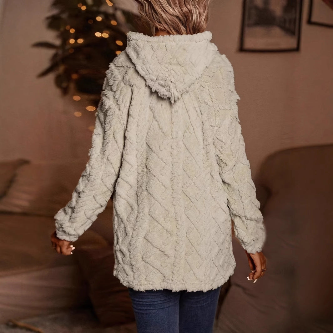Efterår Vinter Hættetrøje Ensfarvet Pullover Langærmet Afslappet Frakke