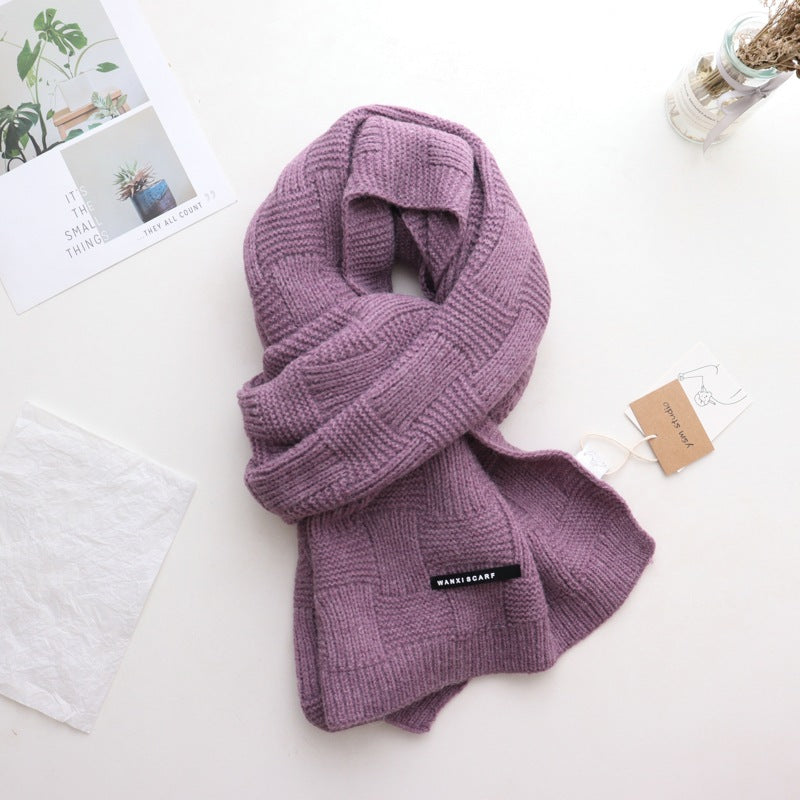 Women's Fashion All-match Wool Square Cross Cute Girl Scarf