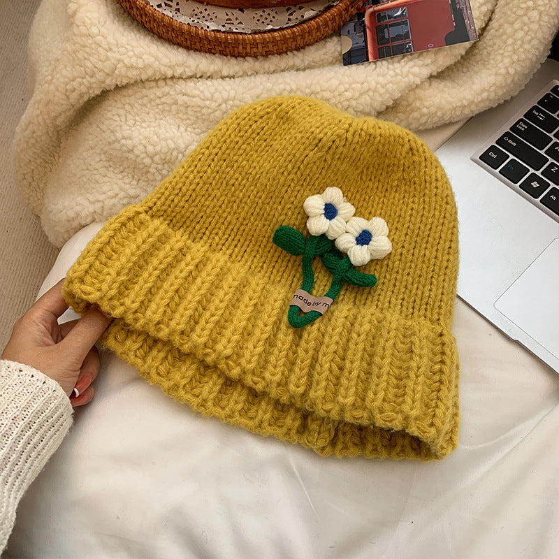 Flower Wool Hat Makes Women Cute And Show Their Faces