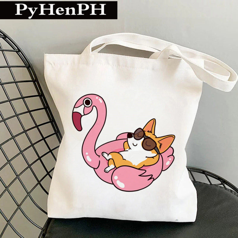 Canvas Tote Milk Tea Printing Shoulder Portable Canvas Bag