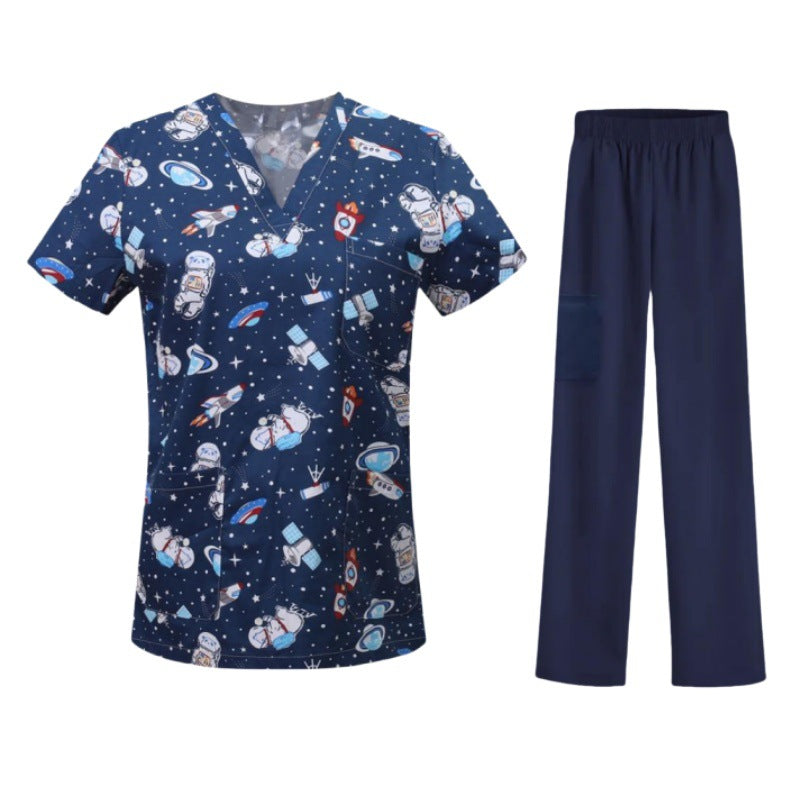 Bestselling Cartoon-print Nurse Uniform Womens Top And Pants