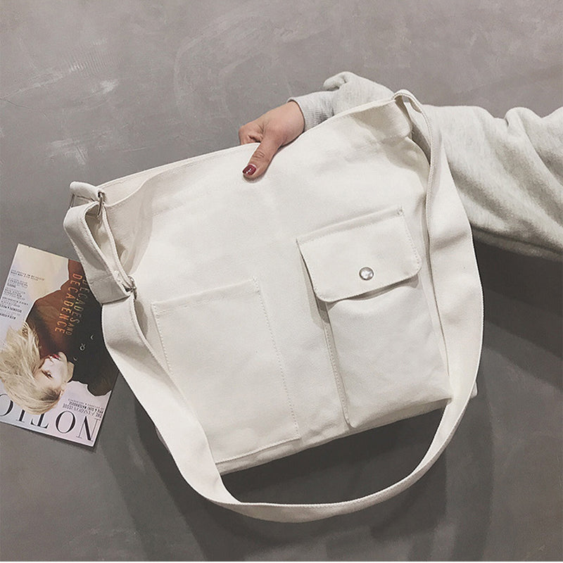 Women's Cross-body Canvas Artistic Solid Color One Shoulder Simple Casual Student Bag