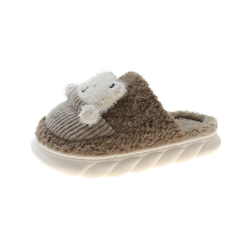 Female Cute Cartoon Baotou Indoor Woolen Cotton Slippers