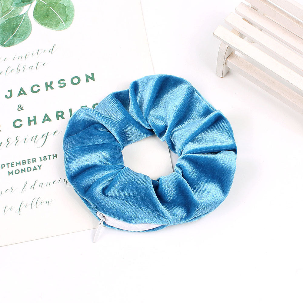 European And American Printed Satin Zipper Large Intestine Hair Ring