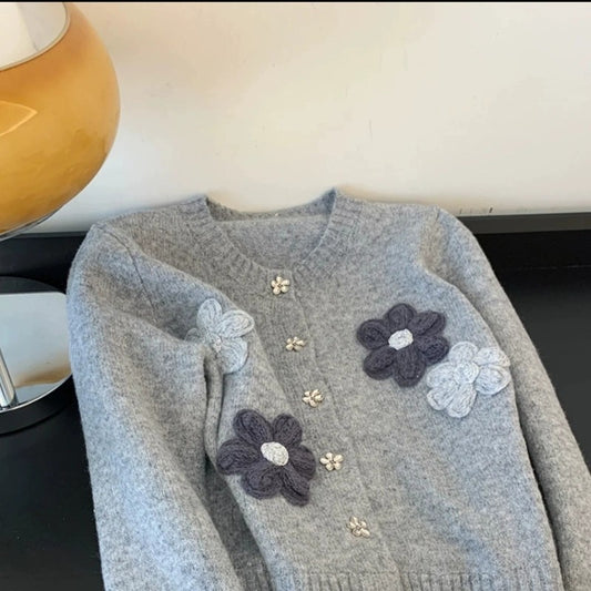 Koreansk-inspireret blomsterløs sweater til kvinder – efterår og vinter