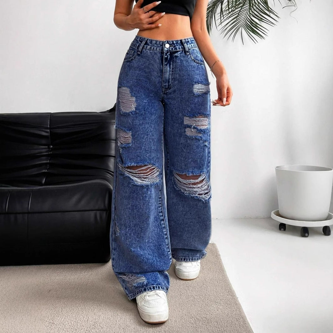 Højtaljede Lige Alsidige Slim-fit Jeans til Kvinder