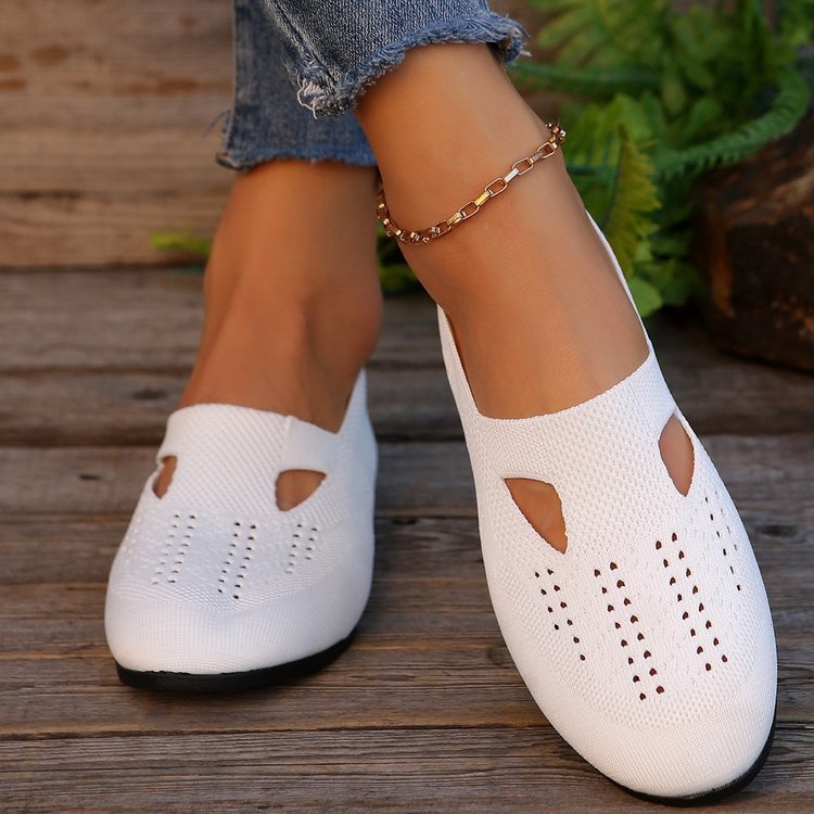 Women's Round Toe Plus Size Flying Woven Flat Shoes