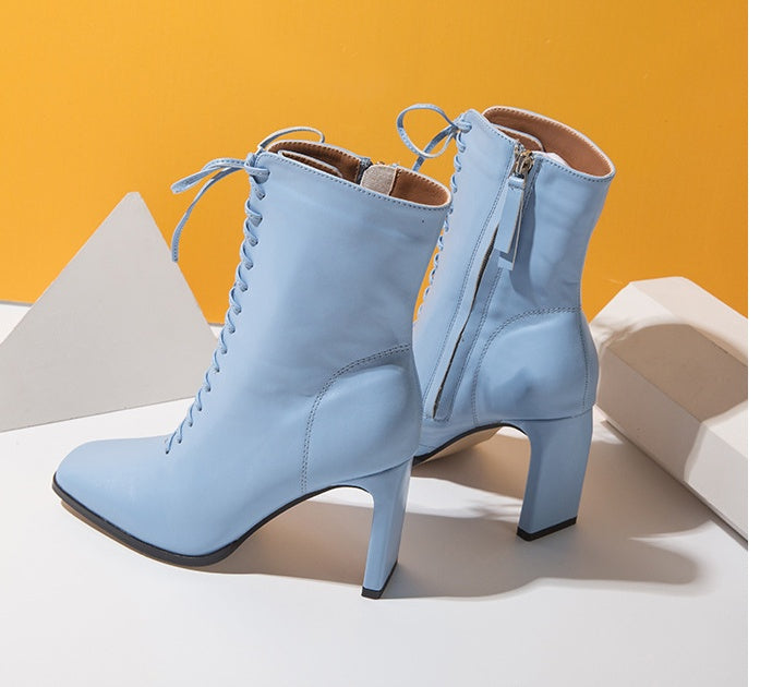 European And American Foreign Trade New Front Lacing Heel Boots For Women