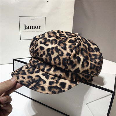 Fashion Retro Personality Leopard Octagonal Hat