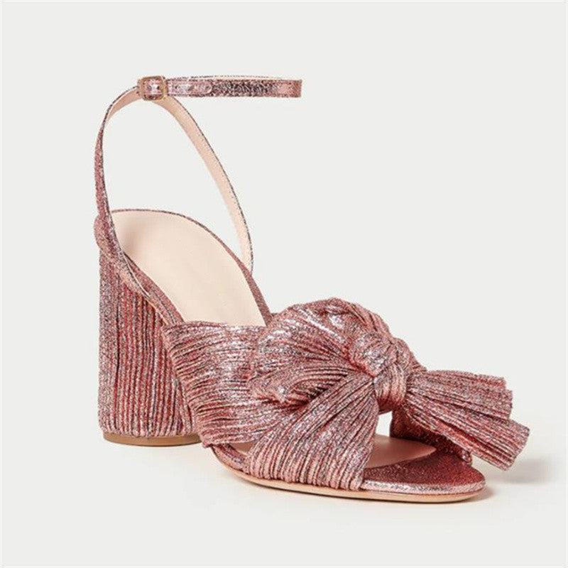 Thick Heel Bow Fairy Silk Sandals Vintage Fairy Shoes