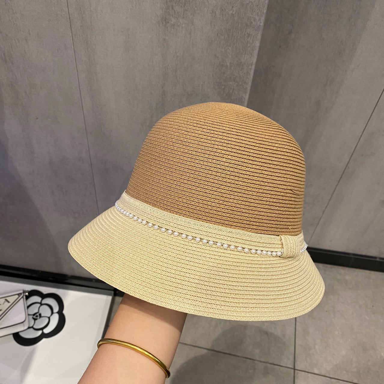 Sunlight Blocker For Summer French Pearl Straw Hat