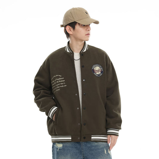 Amerikansk Retro Broderet Baseballuniform Jakke