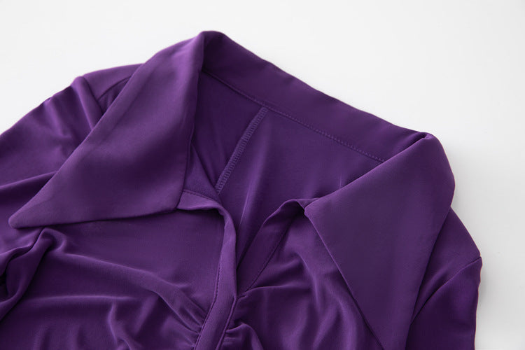 Casual Bottomed Solid Color Dress With Waist Closure