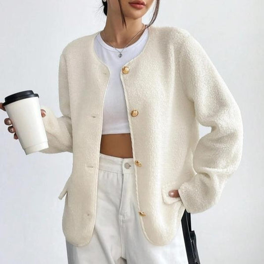 Women's Solid Color Buttons Jacket Long