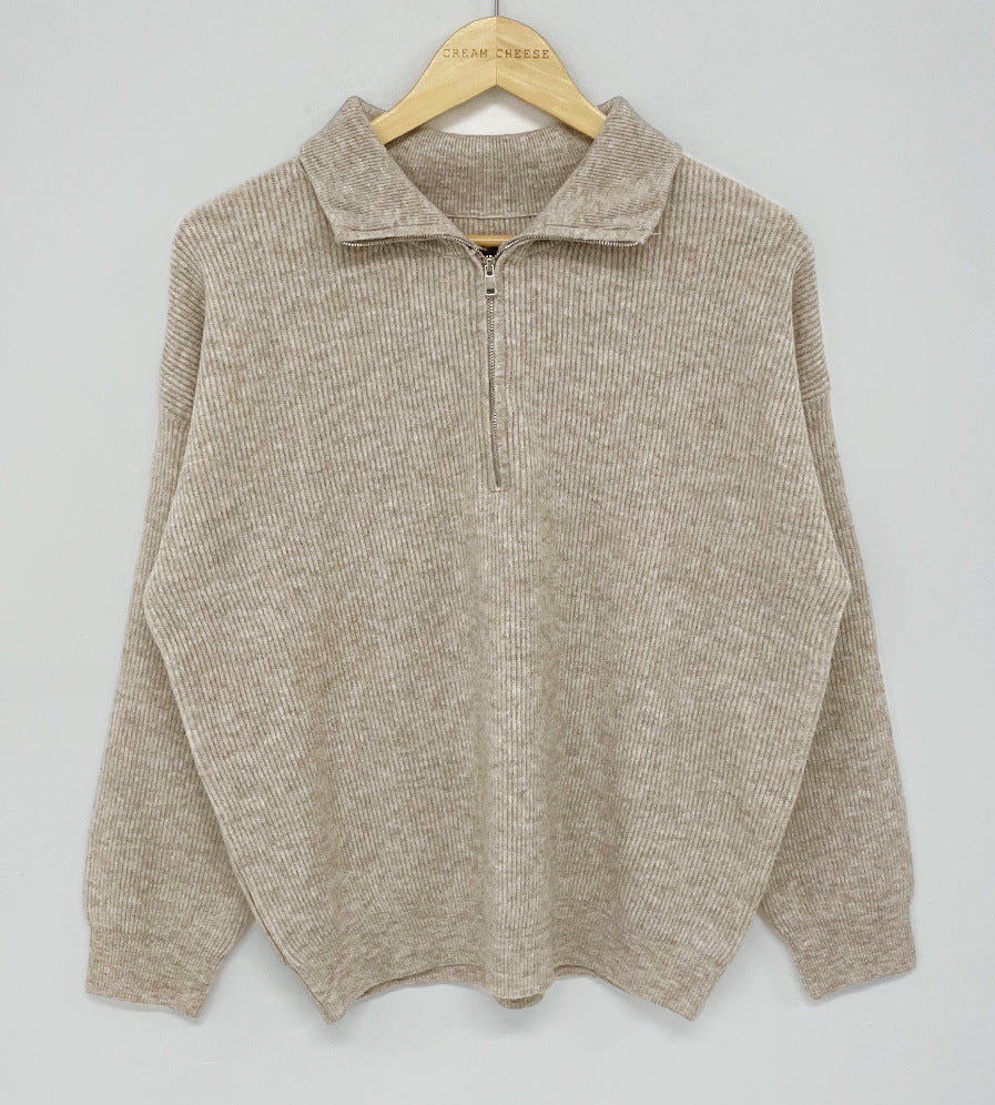Student Zipper Long Sleeve Sweater Coat