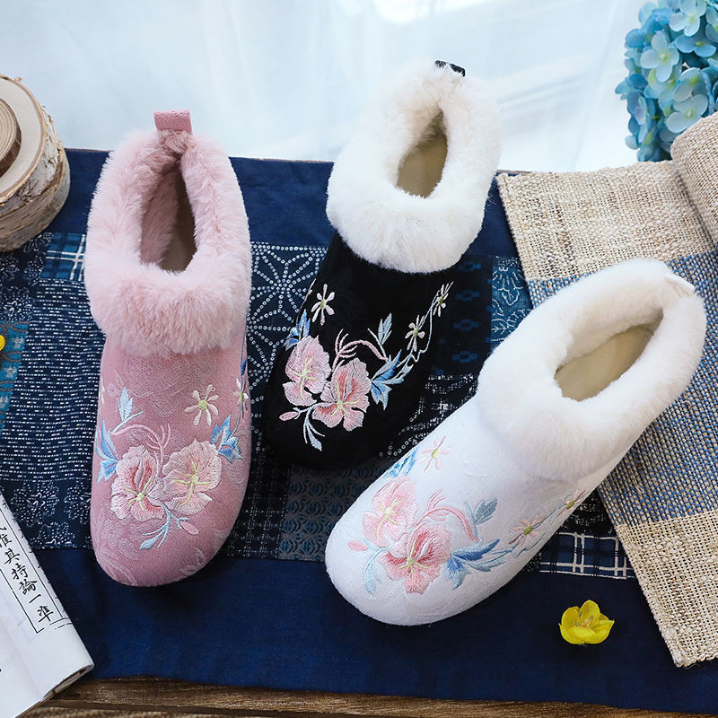 Ethnic Style Cotton Shoes With Fleece And Velvet