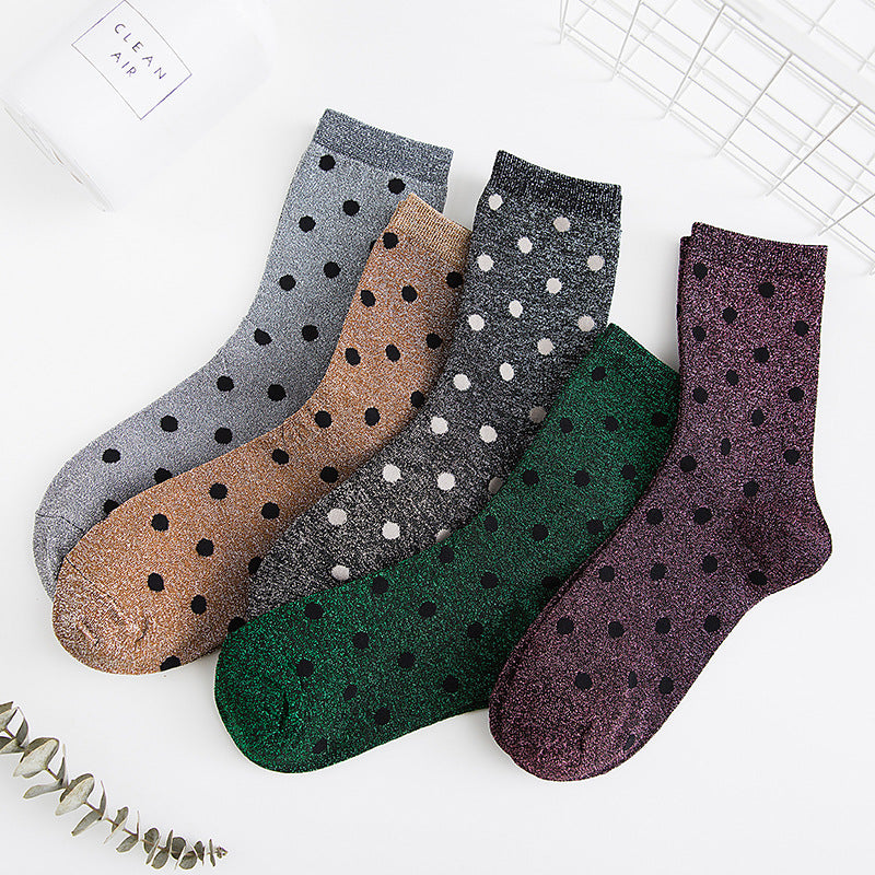 Japanese Women's Polka Dot Filigree Socks