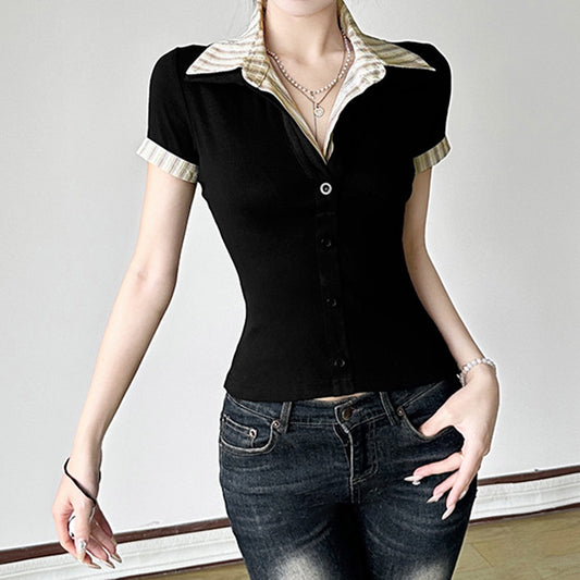 Stylish And Minimalist Womens Short Sleeve Top