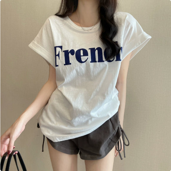 Off-shoulder Short-sleeved T-shirt Loose Women's Summer Top