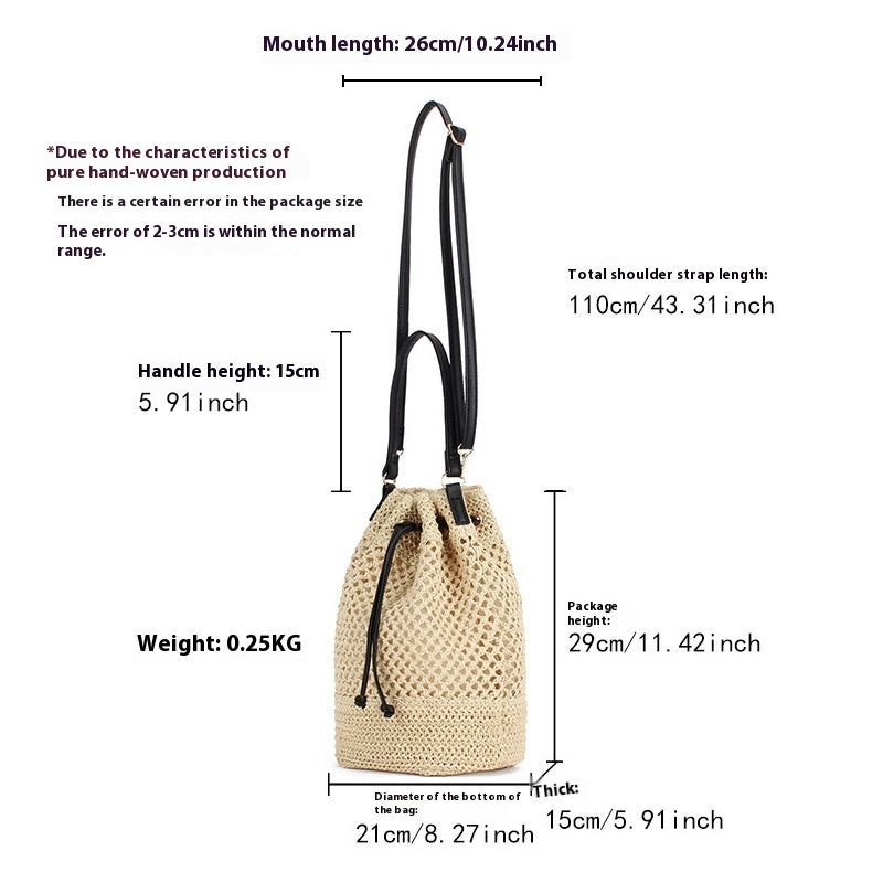 Simple Fashion All-match Handbag Bucket Woven Bag