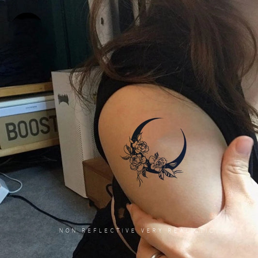 Moon Plain Flowers This Tattoo Stick Semi-permanent Waterproof Lasting Female Clavicle Sticker