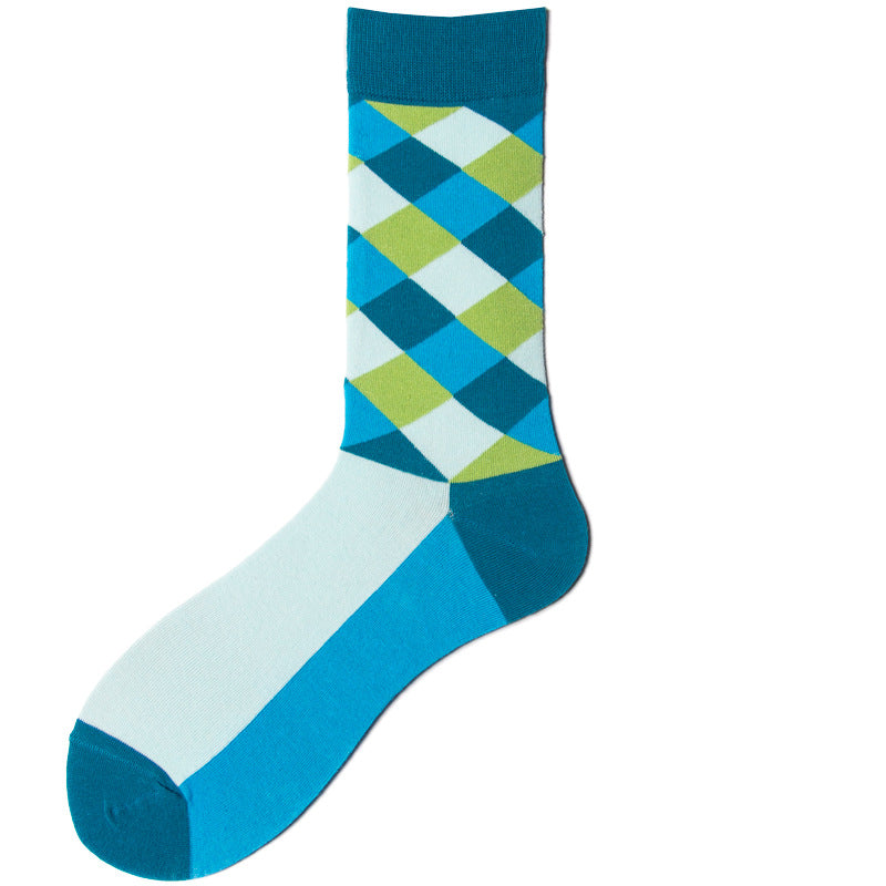 British Style Plaid Retro Contrast Color Harajuku Street Hipster Men's Cotton Socks