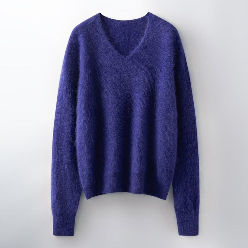 Versatile Loose-fitting Brushed Sweater In A Solid Color