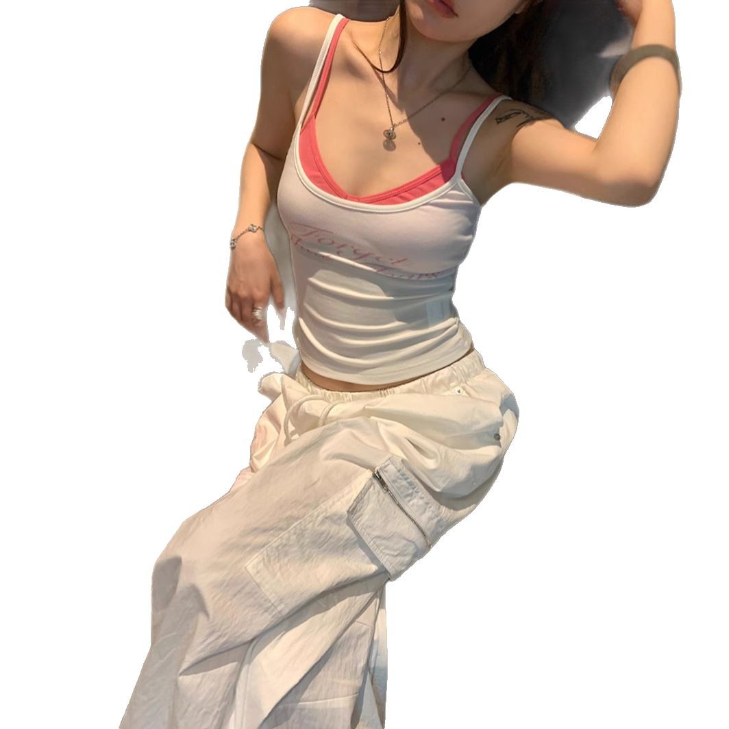 Retro Hot Girl Padded Strap Vest Women's Summer Top