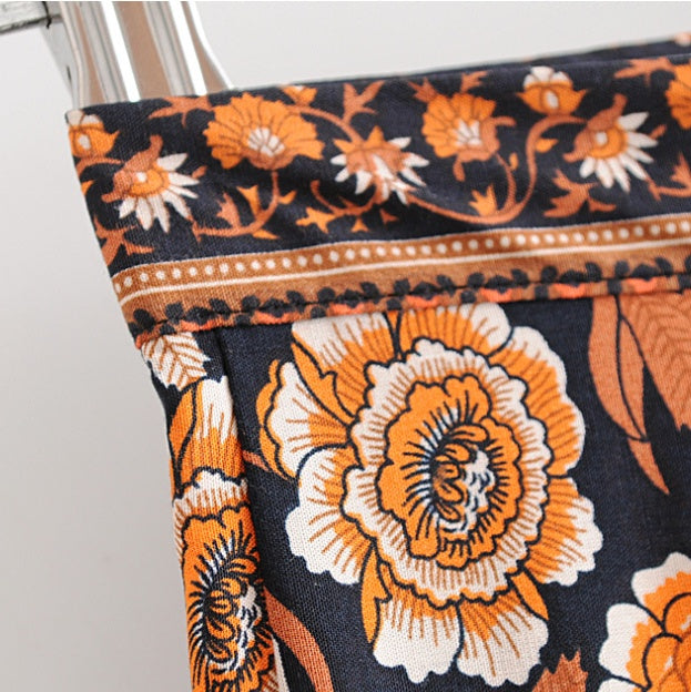 Women's New Positioning Flower Black Flower Flared Trousers