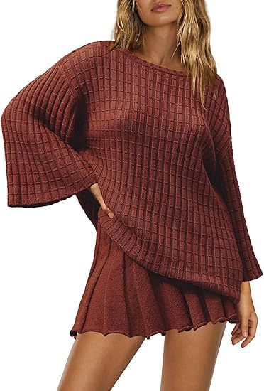 Women's Warm Pleated Casual Long-sleeve Sweater Set