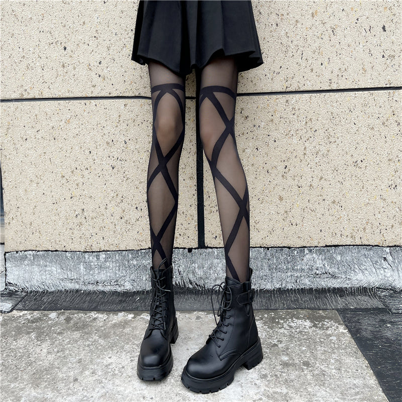 Women's Simple Solid Color Cross-tie Rompers Socks