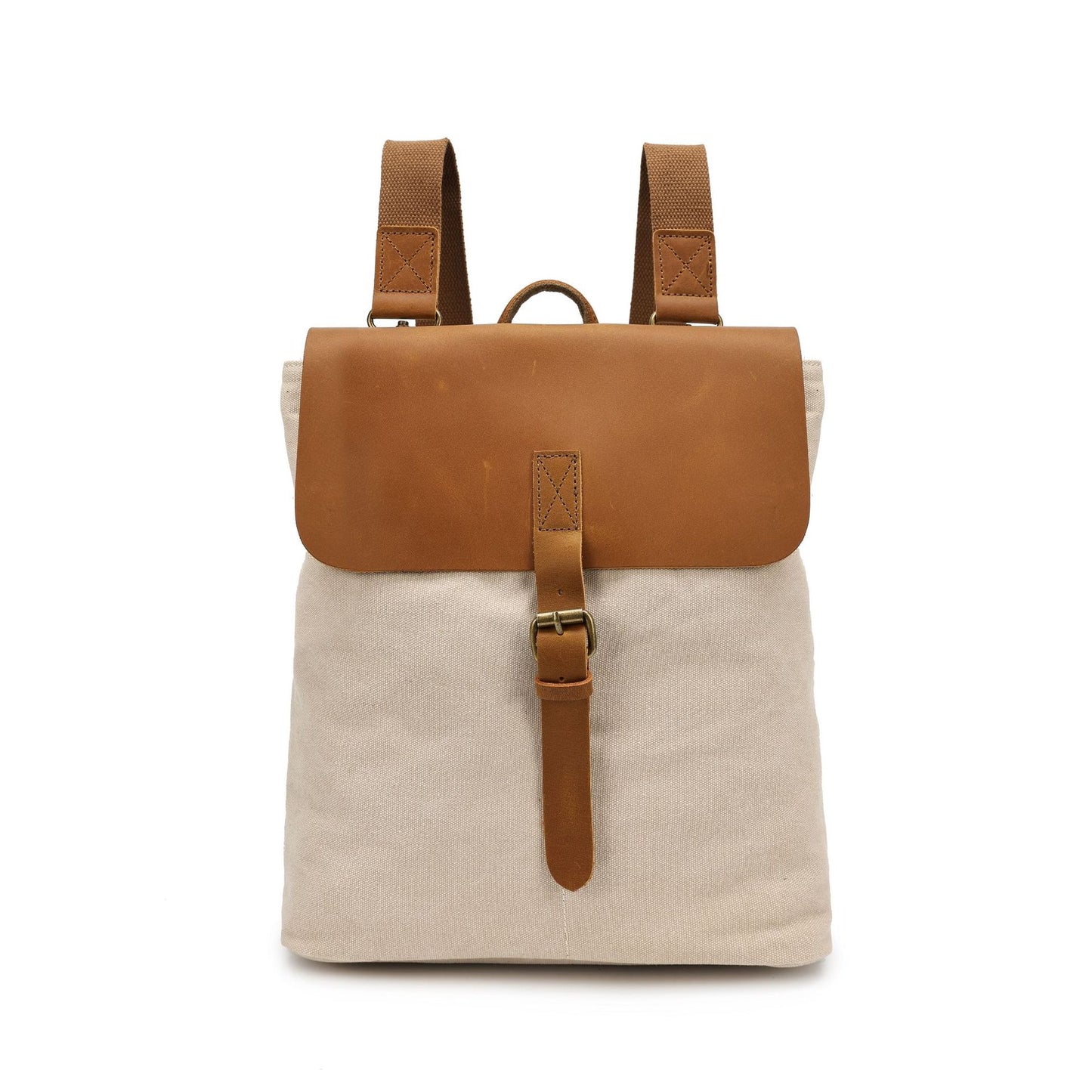 Crazy Horse Leather Casual Student Minimalist Backpack