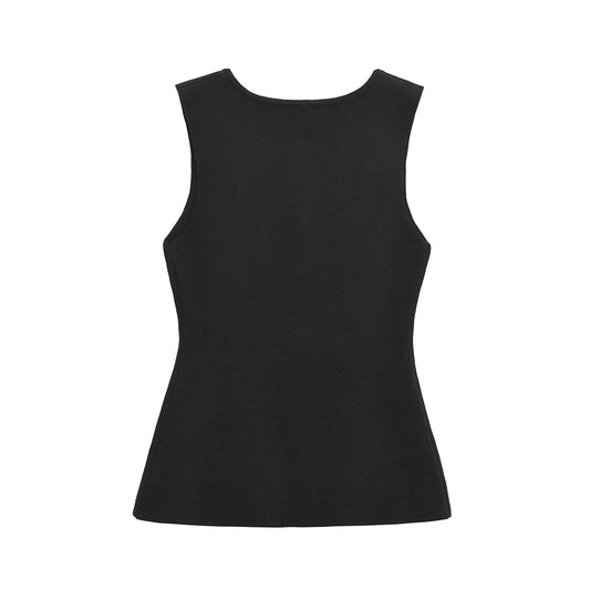 Fashionable Soft Decorated Row Button Vest Top