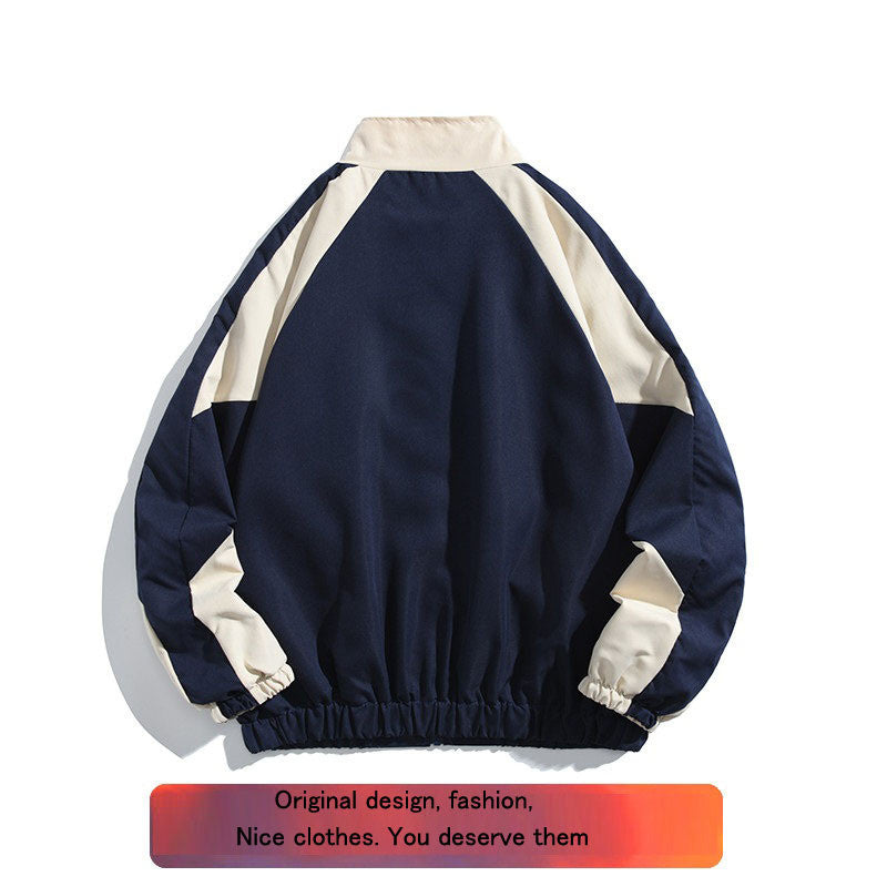 Long Sleeve Standard Jacket New Color Matching Baseball Collar Fashion Men