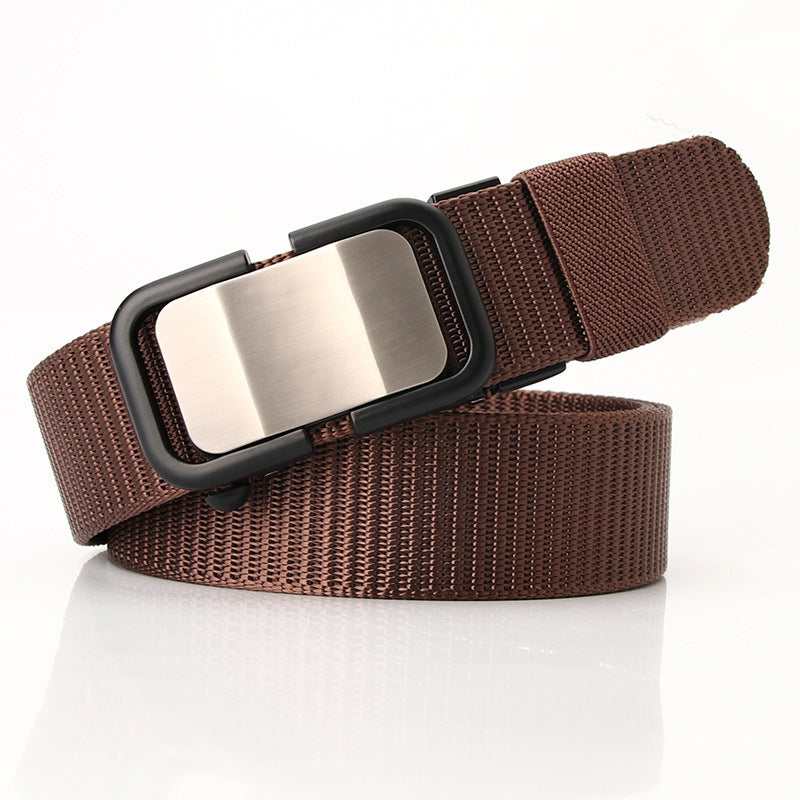 New Nylon Waistband Toothless Automatic Buckle Men's Leather Belt Casual All-match Trouser Belt Neutral Men's And Women's Youth Fashion Wear