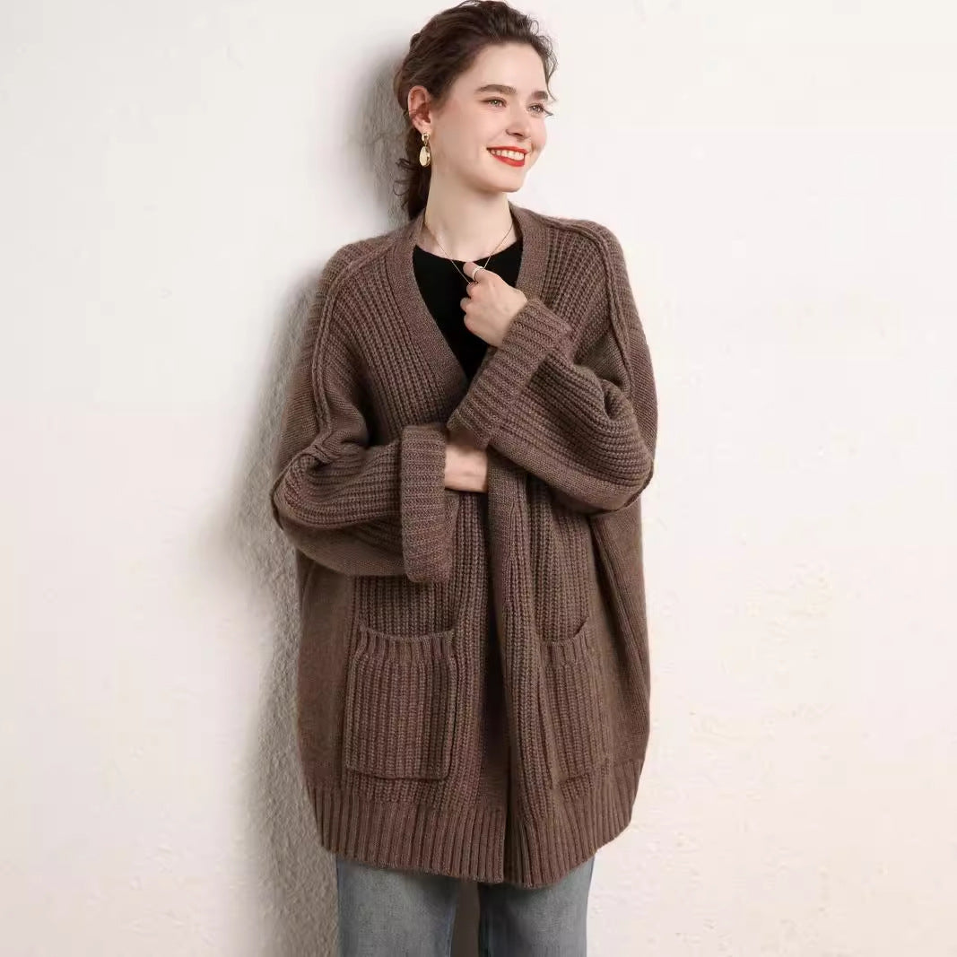 Loose Design Coarse Yarn Knitted Coat