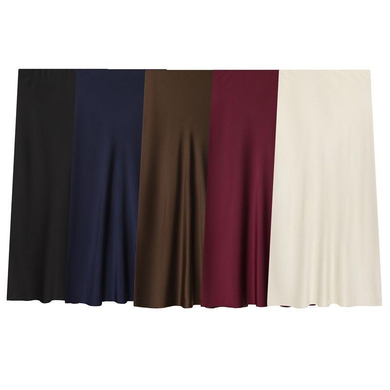 Silk Satin Texture Simple And Fashionable Straight Skirt For Women