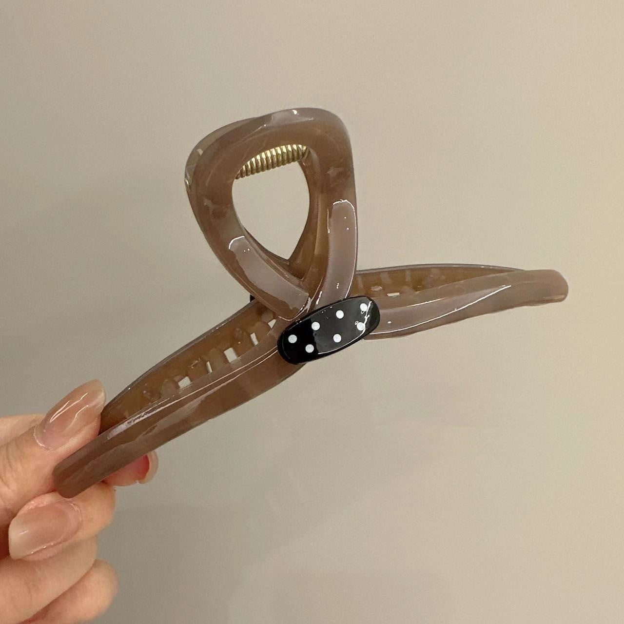 Simple Large Female Hairpin Cross Design Polka Dot