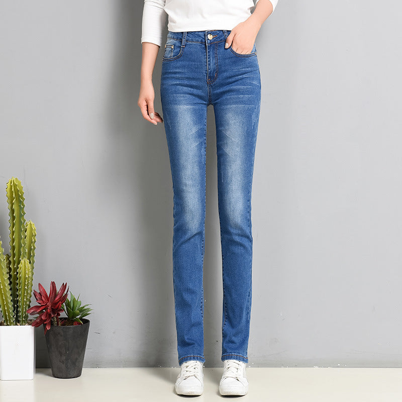 Kvinder Slim Fit Elastiske Lige Jeans