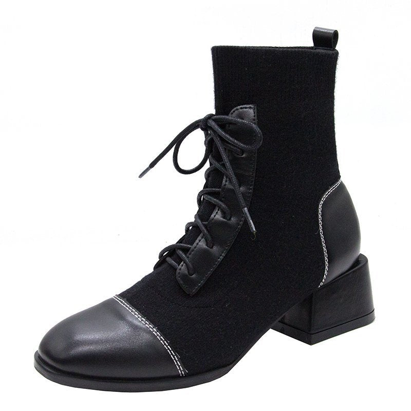 Pointed Toe Lace European And American Martin Boots