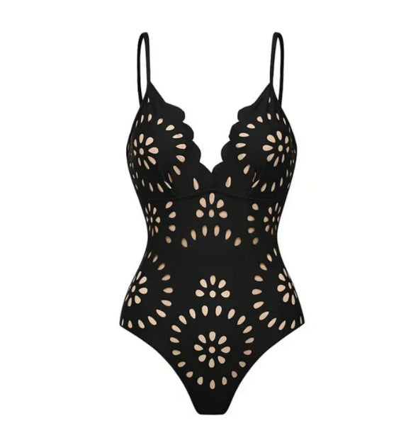 Personalized, European And American-style Sexy Hollow-out Halter-neck Lace-up One-piece Swimsuit For Women