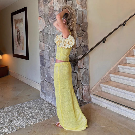 Sexy Sheer Sleeveless Sparkly Slip Dress Two-piece Set