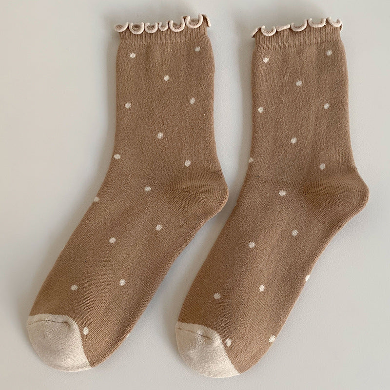 Retro Japanese Cute Polka Dot Thickened Cotton Socks