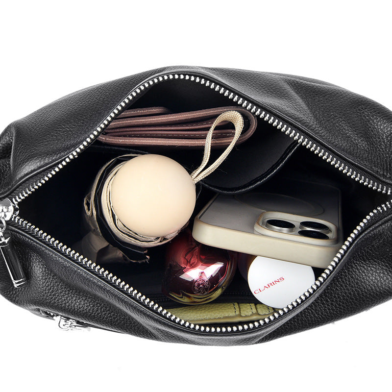 Womens Top-Grain Leather Crossbody Bag With Large Capacity