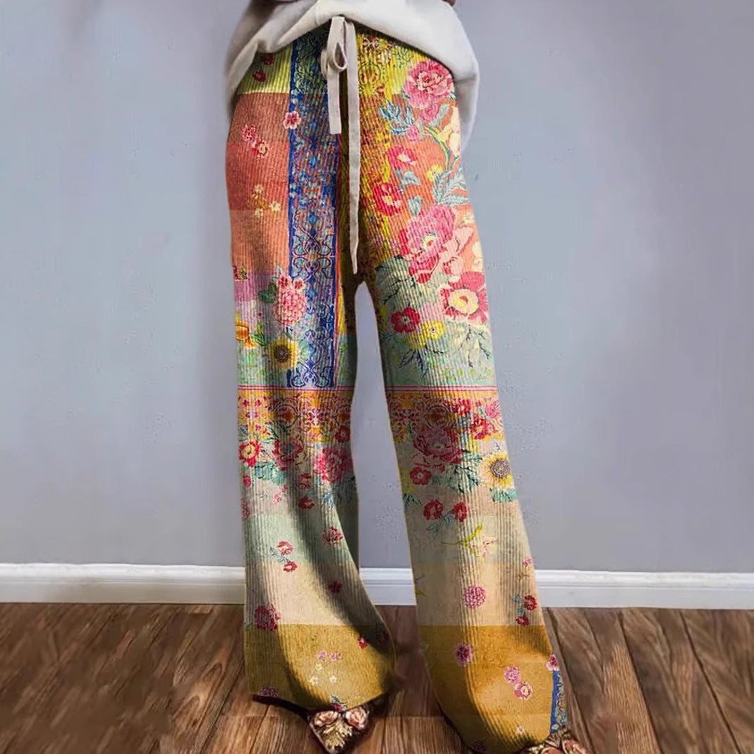 D Printed European And American Leisure Wide Leg Sports European And American Trousers
